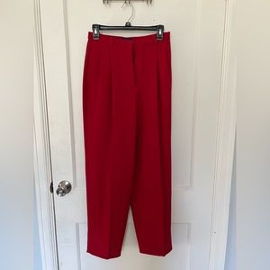 Red wide leg high waisted dress pants